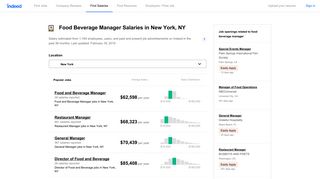 Food Beverage Manager Salaries in New York, NY | Indeed.com