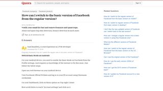 How to switch to the basic version of Facebook from the regular ...