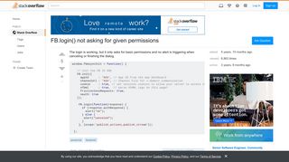 FB.login() not asking for given permissions - Stack Overflow