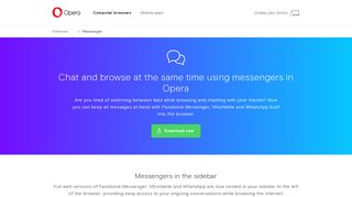 Messengers in the sidebar | Opera