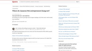 Where do Amazon FBA entrepreneurs hang out? - Quora