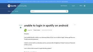 Solved: unable to login in spotify on android - The Spotify Community