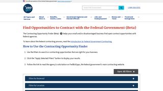 The Contracting Opportunity Finder - USA.gov