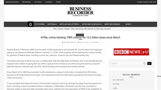 ATMs, online banking: FBR collects Rs 12.2 billion taxes since March ...