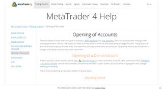 Opening of Accounts - Getting Started - MetaTrader 4 Help