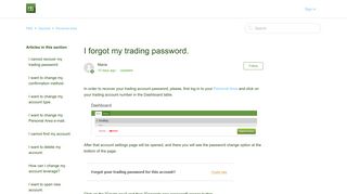 I forgot my trading password. – FBS