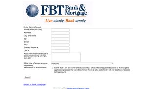FBT Bank & Mortgage - Online Banking - myebanking.net