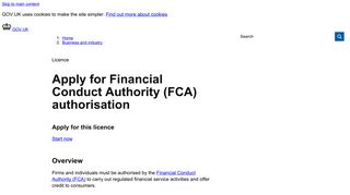 Apply for Financial Conduct Authority (FCA) authorisation - GOV.UK
