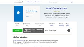 Email.fcagroup.com website. Outlook Web App.