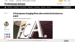 FCA could begin to charge firms who receive its invoices on paper