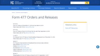Form 477 Orders and Releases | Federal Communications Commission
