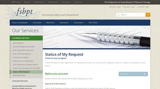 Status of My Request | FSBPT