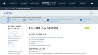 My Card / My Account | Library - Fairfax County
