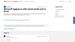 Microsoft logging on with school emails such as @.net - Microsoft ...