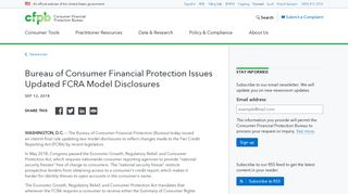 Bureau of Consumer Financial Protection Issues Updated FCRA ...