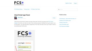 Client Portal login Panel – FCS Roofing Software