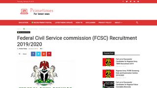 Federal Civil Service commission (FCSC ... - Prime Time News