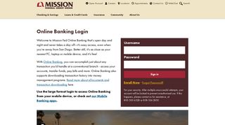 Online Banking Login | Mission Federal Credit Union, San Diego