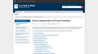 Food Facility Registration > Online Registration of Food Facilities - FDA