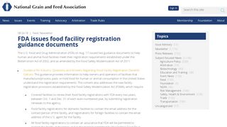 FDA issues food facility registration guidance documents