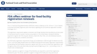 FDA offers webinar for food facility registration renewals