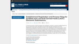 Acidified & Low-Acid Canned Foods (LACF) Registration ... - FDA