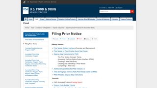 Filing Prior Notice - FDA