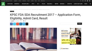 KPSC FDA SDA Recruitment 2017 - Application Form, Eligibility, Admit ...