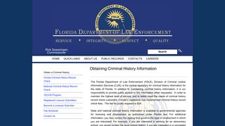 FDLE - Obtain a Criminal History