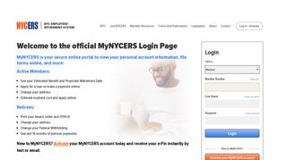Official MyNYCERS Login Page