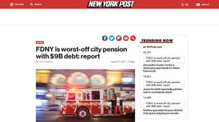 FDNY is worst-off city pension with $9B debt: report - New York Post