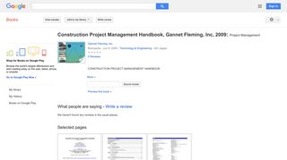 Construction Project Management Handbook, Gannet Fleming, Inc, 2009: ...