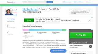 Access fdrclient.com. Freedom Debt Relief Client Dashboard