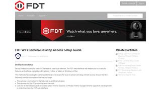 FDT WiFi Camera Desktop Access Setup Guide – FDT