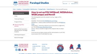 How to set up FDU WEBmail, WEBAdvisor, WEBCampus and Novell ...