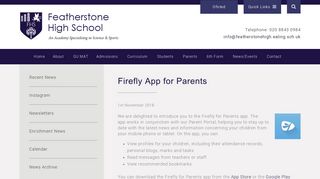 Firefly App for Parents | Featherstone High School, 11 Montague ...