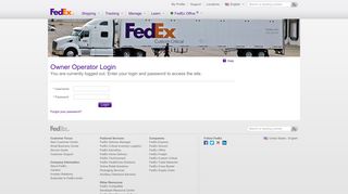 FedEx Custom Critical | Owner-Operator Extranet | Login Page