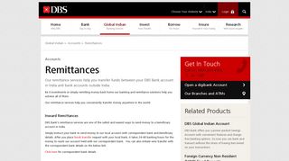 Remit to India - International Money Transfer Service | DBS Bank India