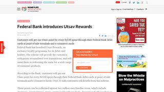 Federal Bank introduces Utsav Rewards - Moneylife