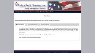 Main Menu - Federal Audit Clearinghouse