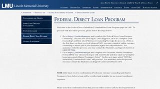Direct Stafford Loans - Lincoln Memorial University