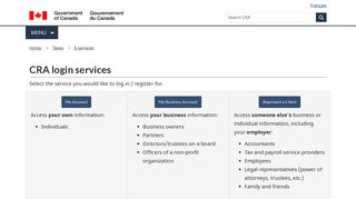 CRA login services - Canada.ca - Government of Canada