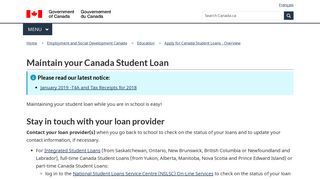 Maintain your Canada Student Loan - Canada.ca - Government of ...