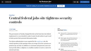 Central federal jobs site tightens security controls - The Washington Post