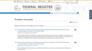 Federal Register :: Topics (CFR Indexing Terms) - Probation and parole