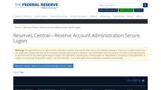Reserves Central - Reserve Account Administration Secure Logon