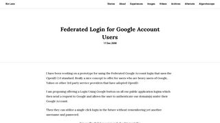 Federated Login for Google Account Users - Kin Lane