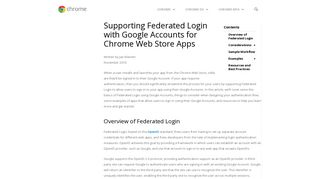 Supporting Federated Login with Google Accounts for Chrome Web ...