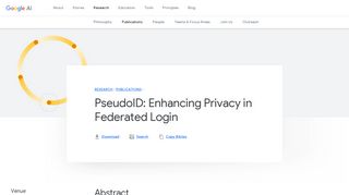 PseudoID: Enhancing Privacy in Federated Login – Google AI