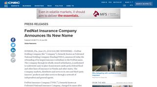 FedNat Insurance Company Announces Its New Name - CNBC.com